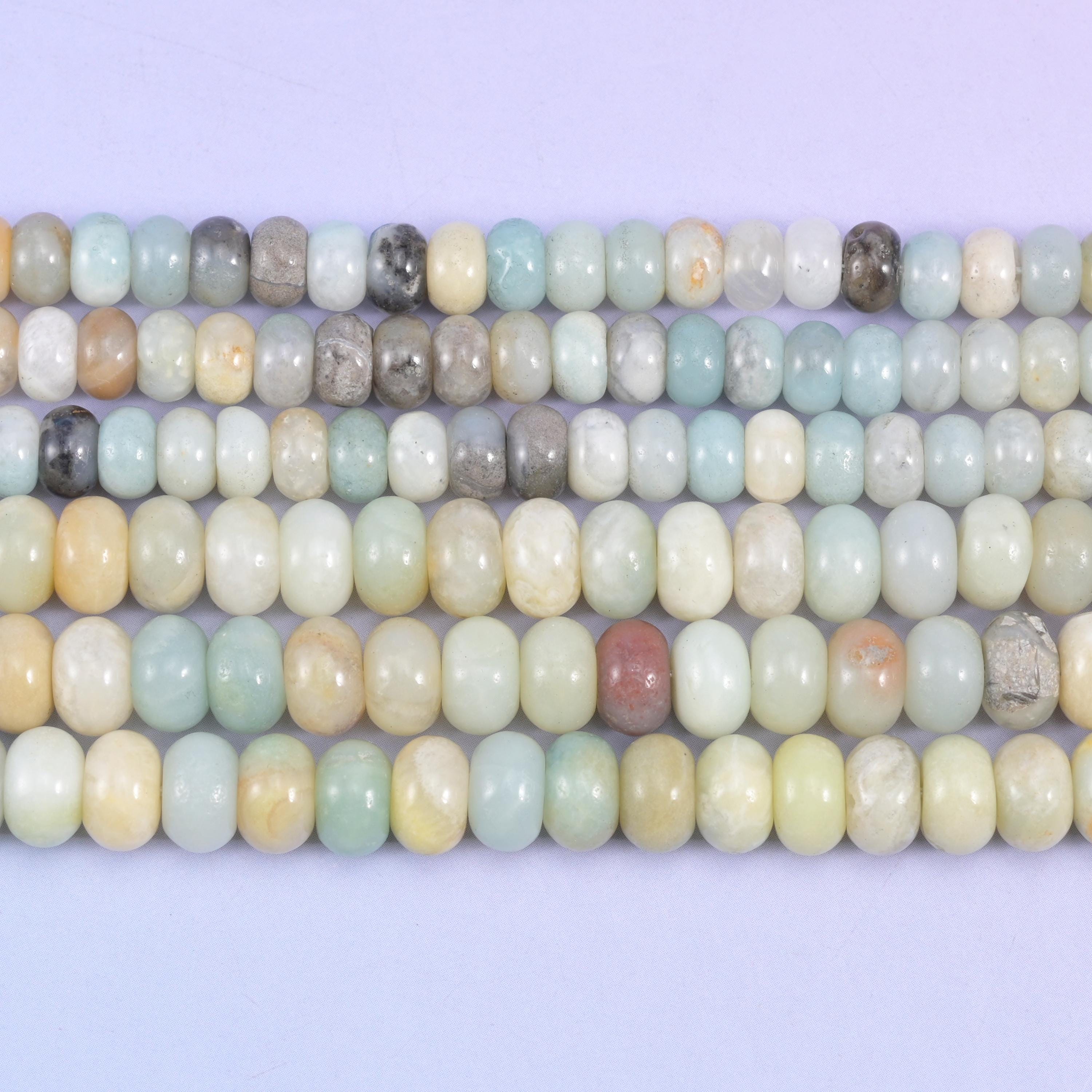 Multi-Color Amazonite Smooth Rondelle Beads Jewelry Making Size 4x6mm 5x8mm 15.5" Strand