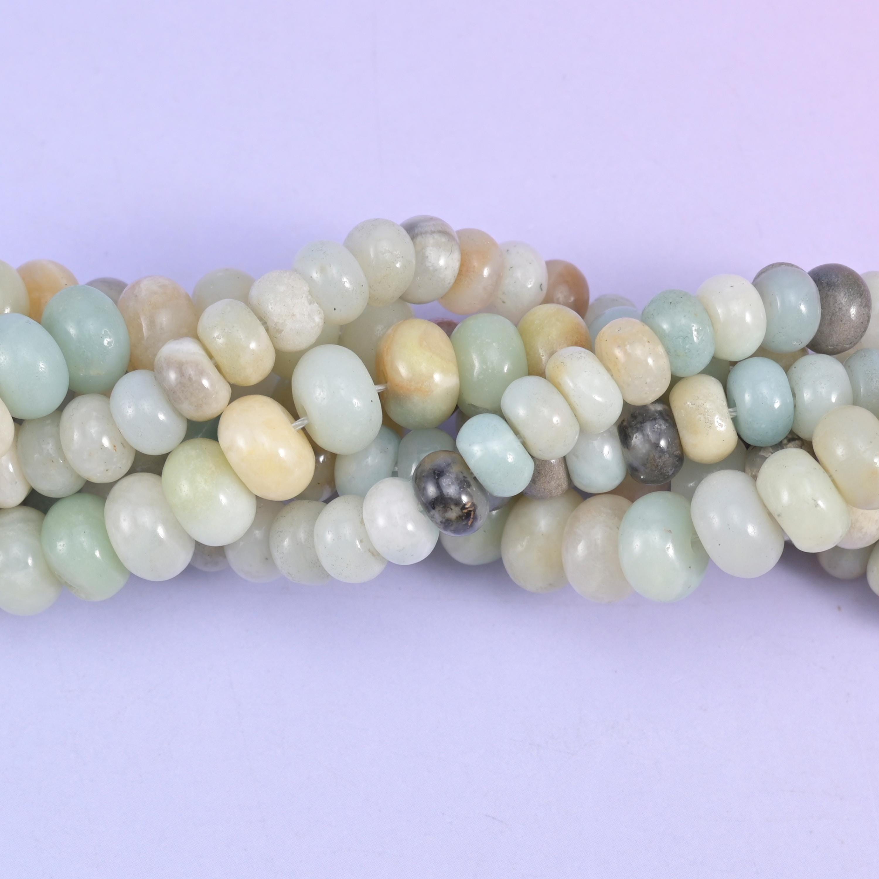 Multi-Color Amazonite Smooth Rondelle Beads Jewelry Making Size 4x6mm 5x8mm 15.5" Strand