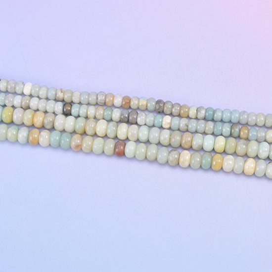 Multi-Color Amazonite Smooth Rondelle Beads Jewelry Making Size 4x6mm 5x8mm 15.5" Strand