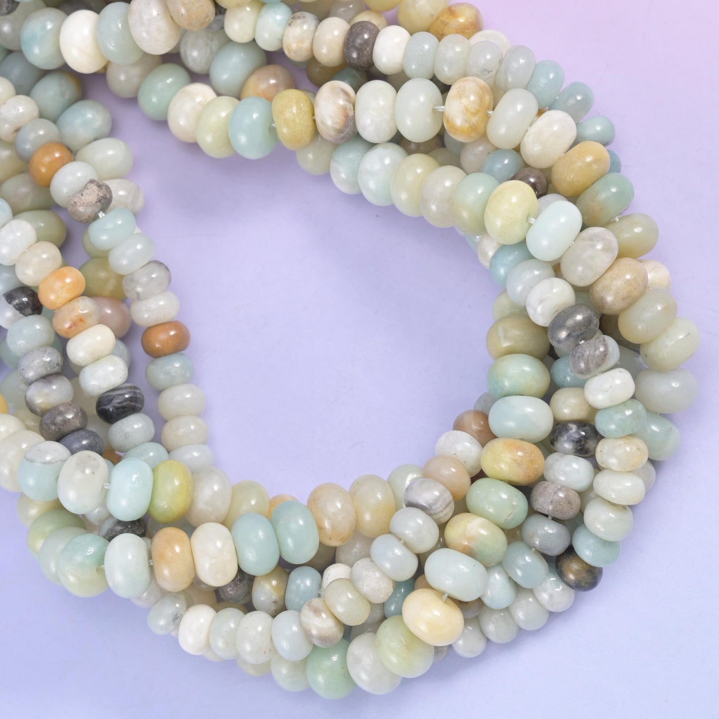 Multi-Color Amazonite Smooth Rondelle Beads Jewelry Making Size 4x6mm 5x8mm 15.5" Strand