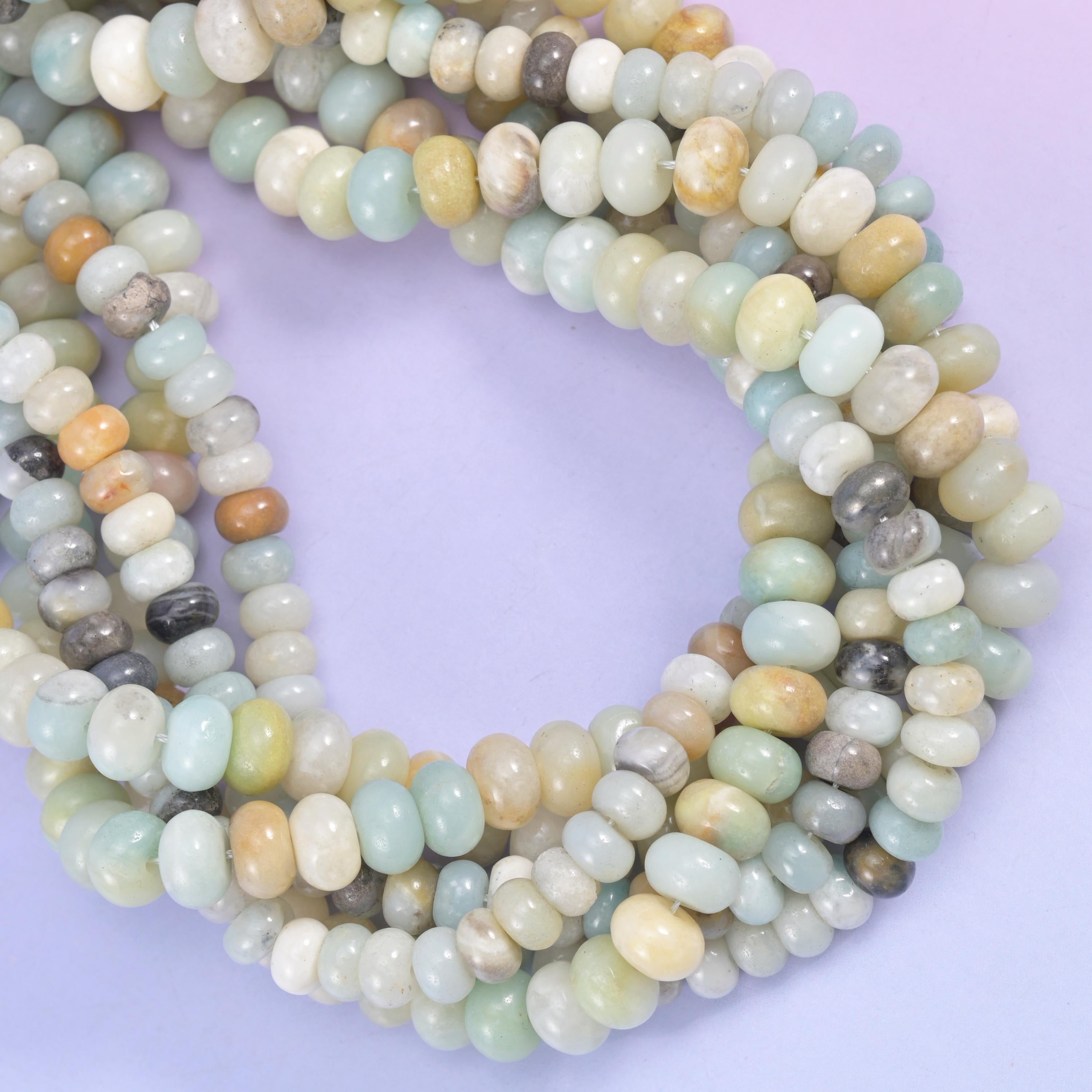 Multi-Color Amazonite Smooth Rondelle Beads Jewelry Making Size 4x6mm 5x8mm 15.5" Strand