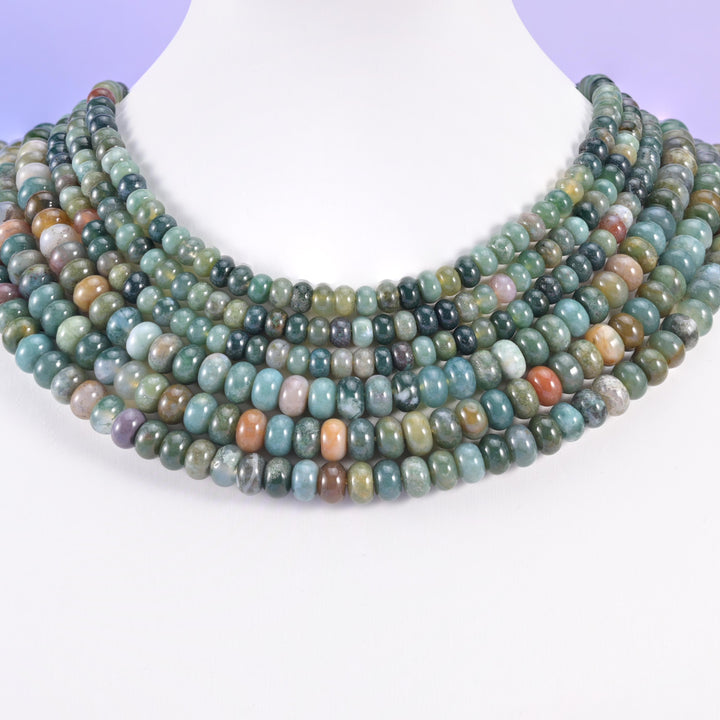 Indian Agate Smooth Rondelle Beads Jewelry Making Size 4x6mm 5x8mm 15.5" Strand