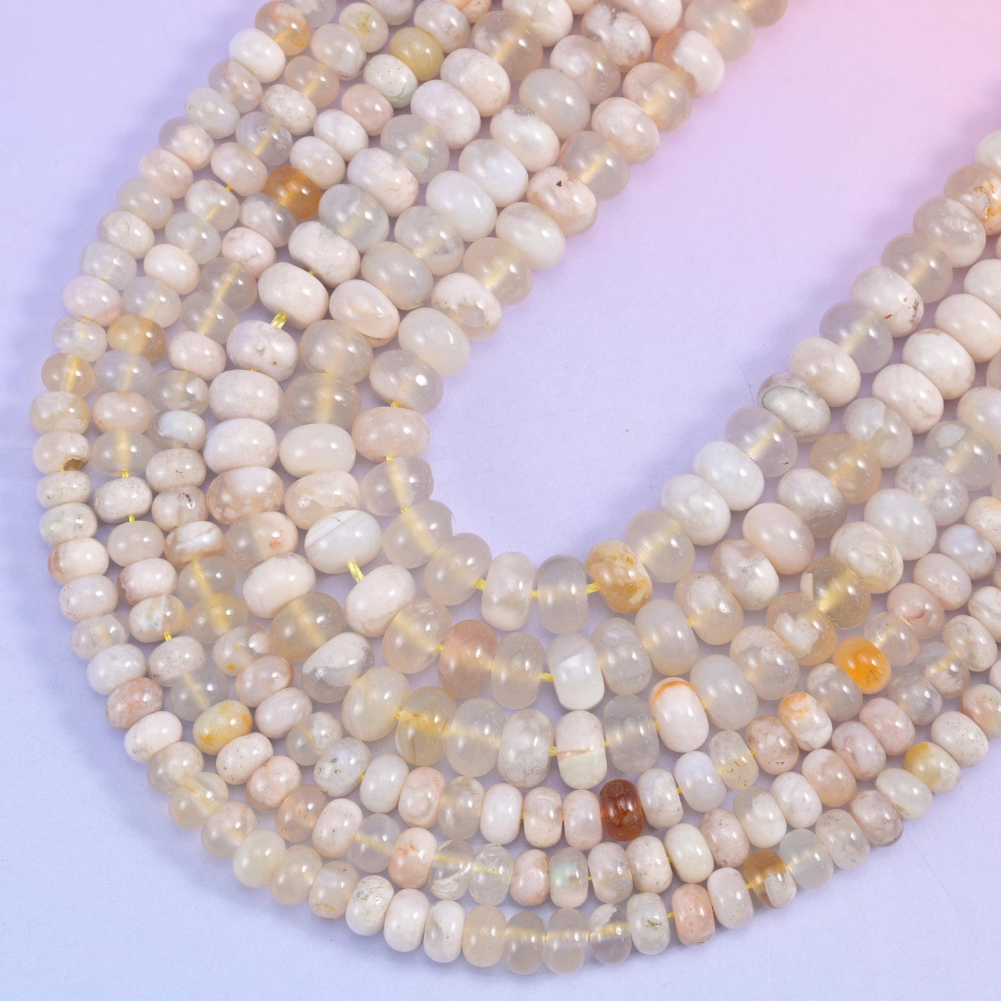 Sakura Agate Smooth Rondelle Beads Jewelry Making Size 4x6mm 5x8mm 15.5" Strand