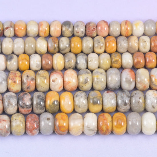 Crazy Agate Smooth Rondelle Beads Jewelry Making Size 4x6mm 5x8mm 15.5" Strand