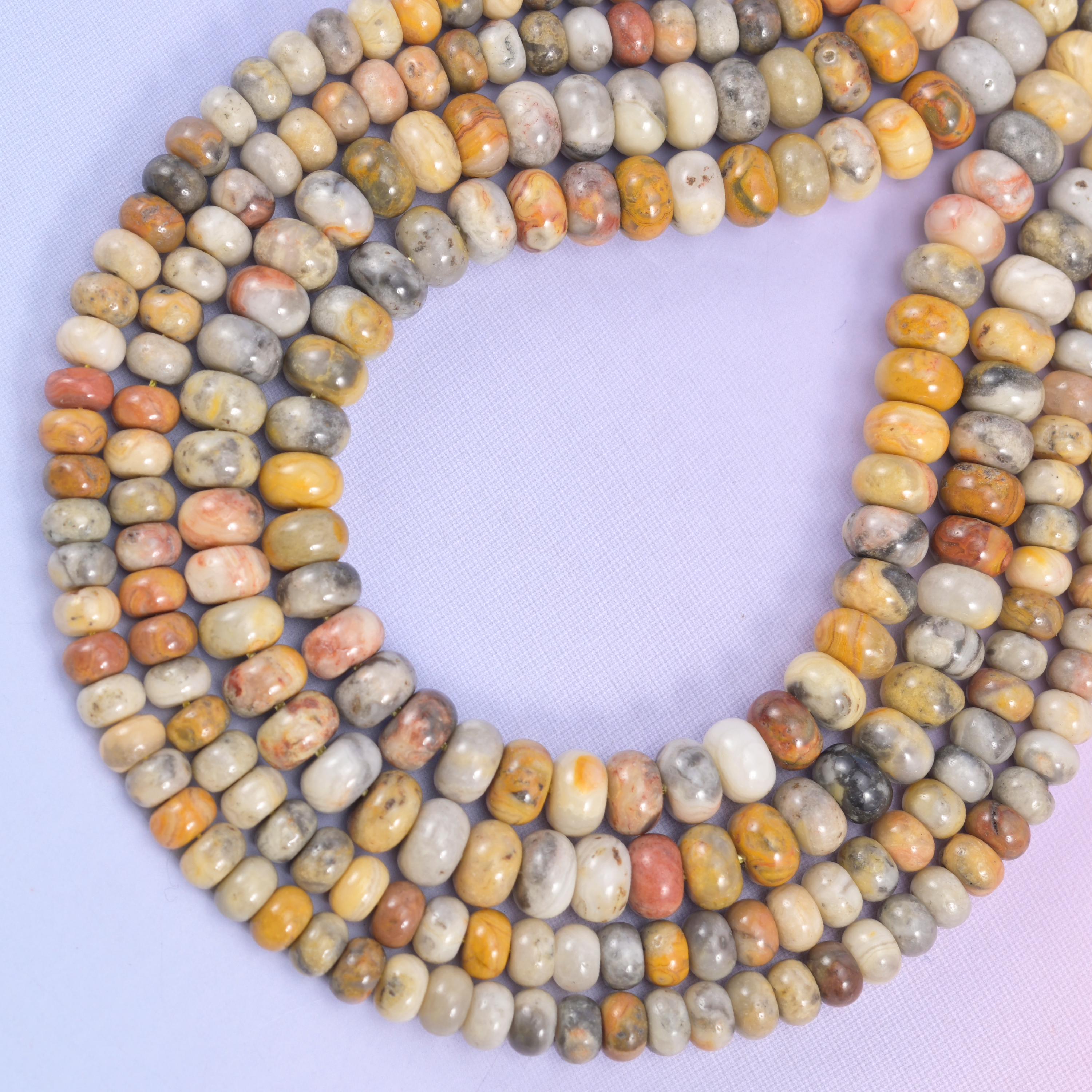 Crazy Agate Smooth Rondelle Beads Jewelry Making Size 4x6mm 5x8mm 15.5" Strand