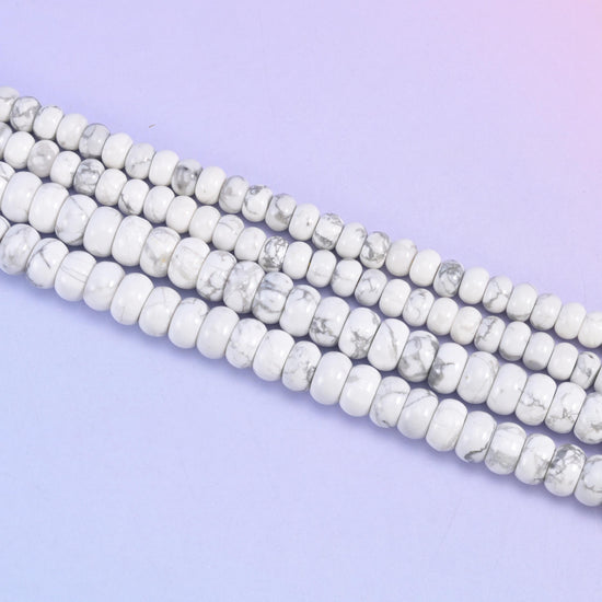 White Howlite Smooth Rondelle Beads Jewelry Making Size 4x6mm 5x8mm 15.5" Strand