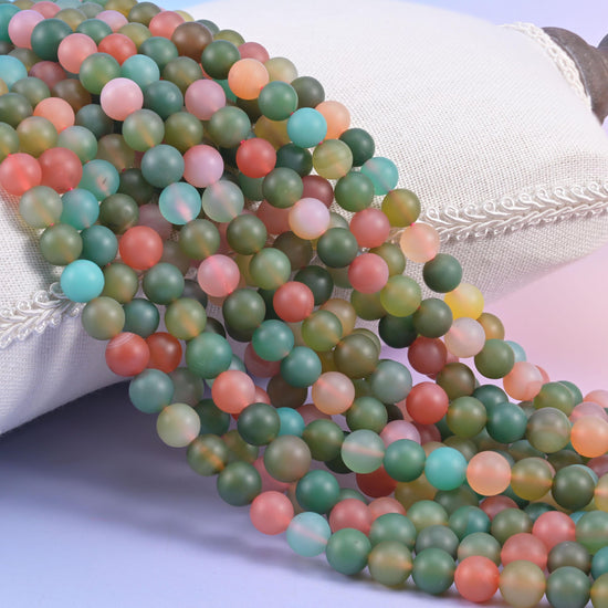 Green Yanyuan Agate Matte Round Beads 6mm 8mm 9mm Jewelry Making 14 Inch Strand