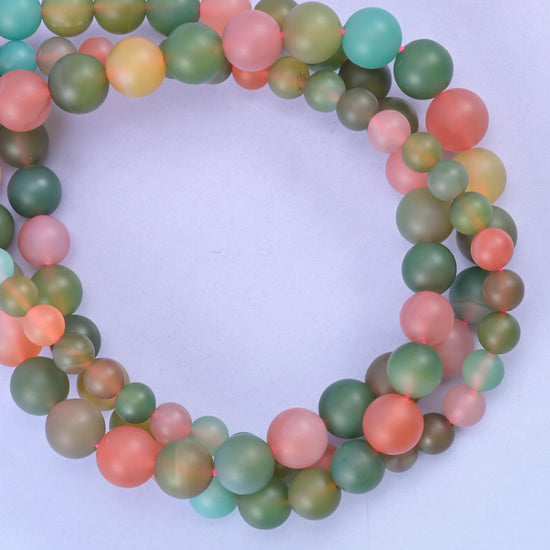 Green Yanyuan Agate Matte Round Beads 6mm 8mm 9mm Jewelry Making 14 Inch Strand