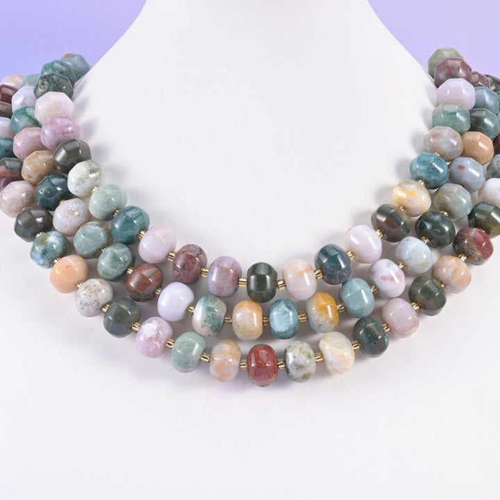 Indian Agate Smooth Pumpkin Rondelle Beads Jewelry Making Size 12x8mm 15" Strand