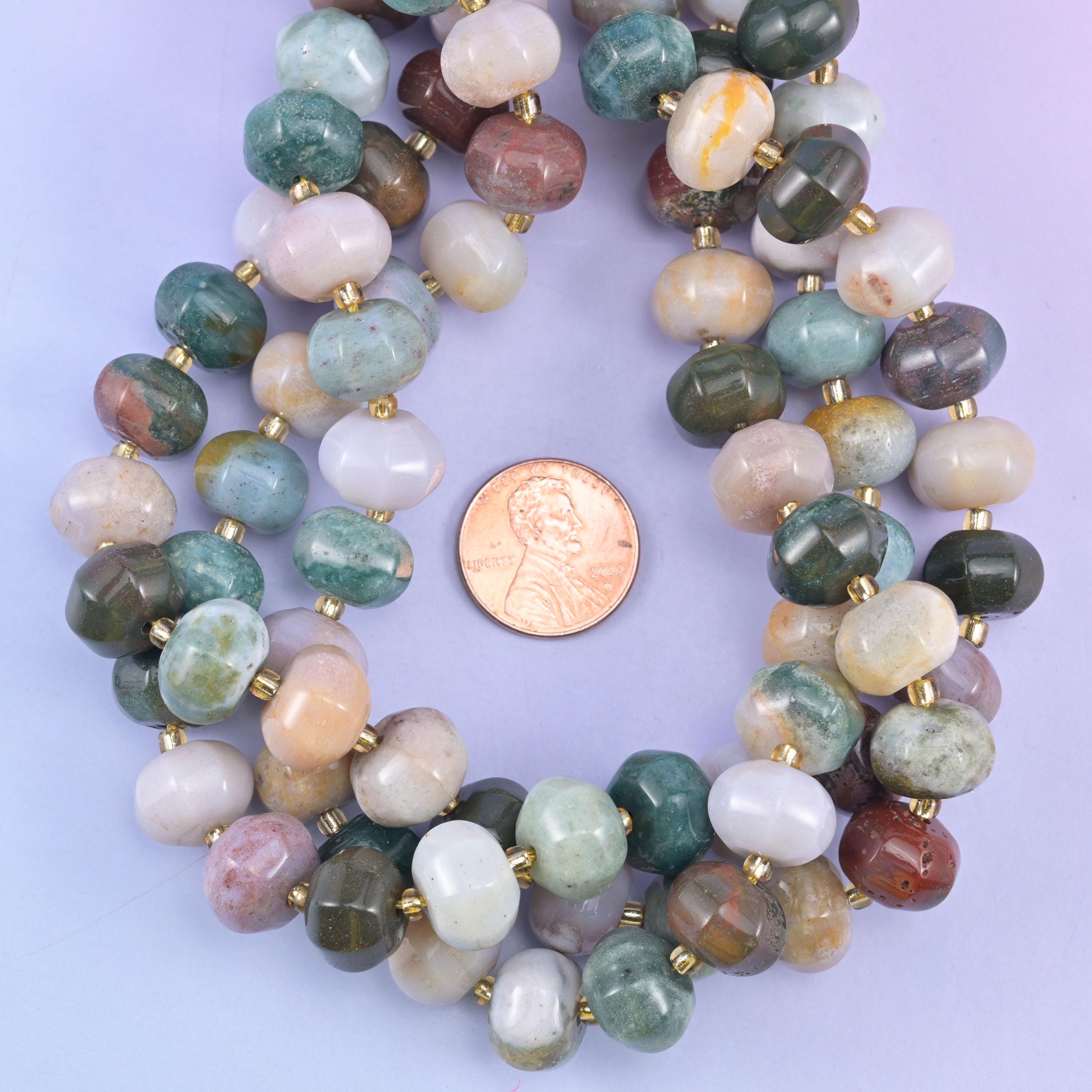 Indian Agate Smooth Pumpkin Rondelle Beads Jewelry Making Size 12x8mm 15" Strand