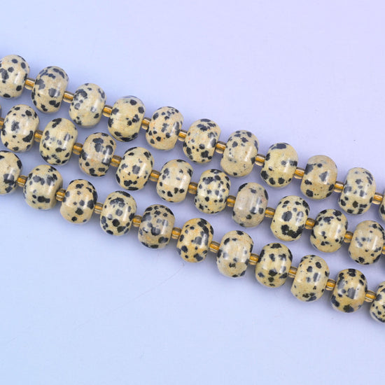 Dalmatian Jasper Pumpkin Rondelle Beads Jewelry Making Size 12x8mm 15" Strand
