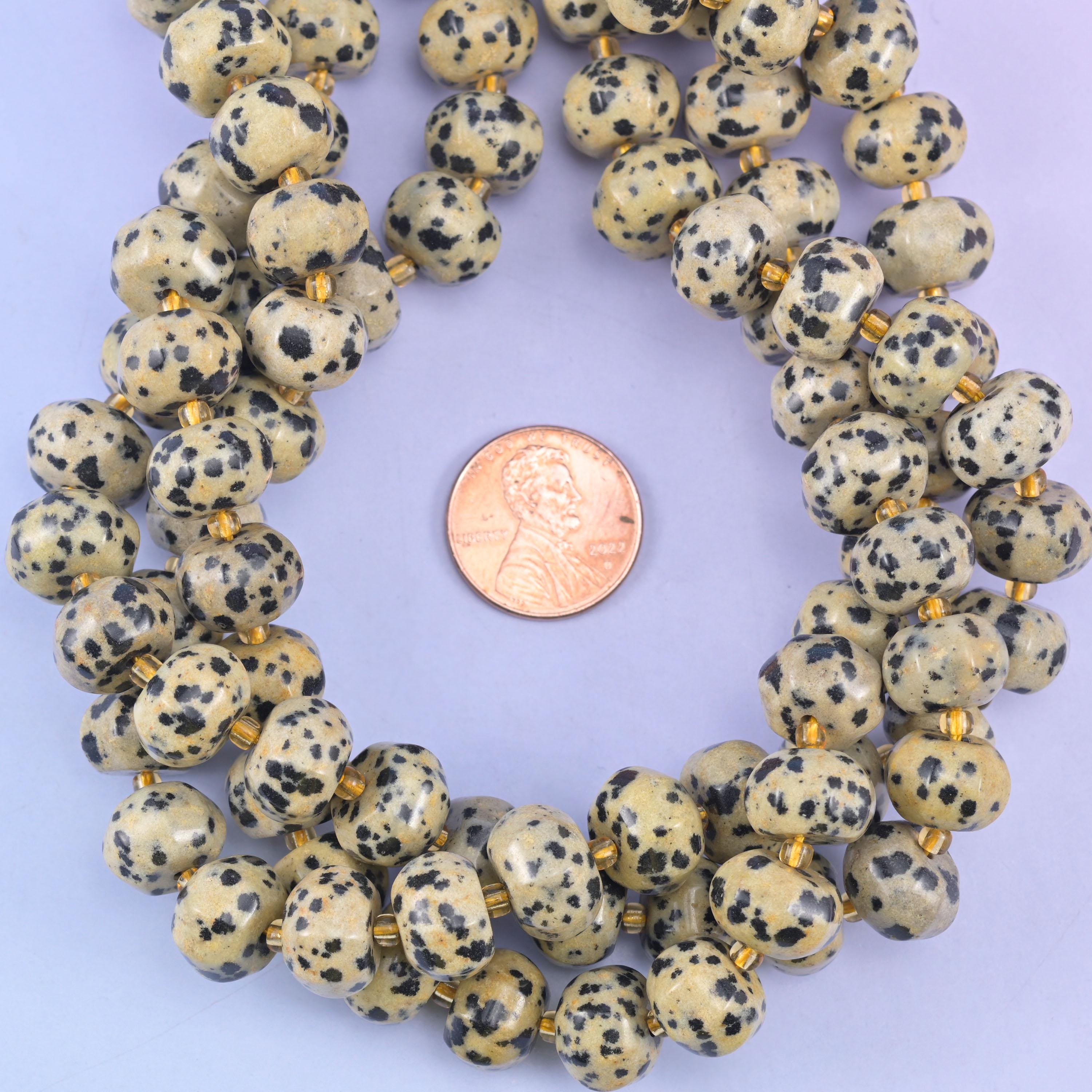 Dalmatian Jasper Pumpkin Rondelle Beads Jewelry Making Size 12x8mm 15" Strand