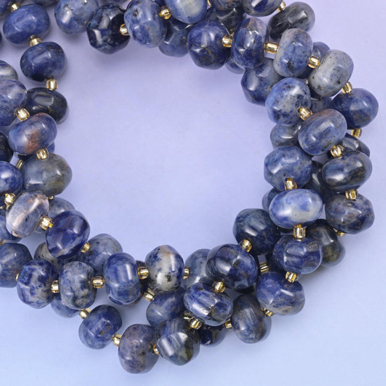 Sodalite Pumpkin Rondelle Beads Jewelry Making Size 12x8mm 15" Strand