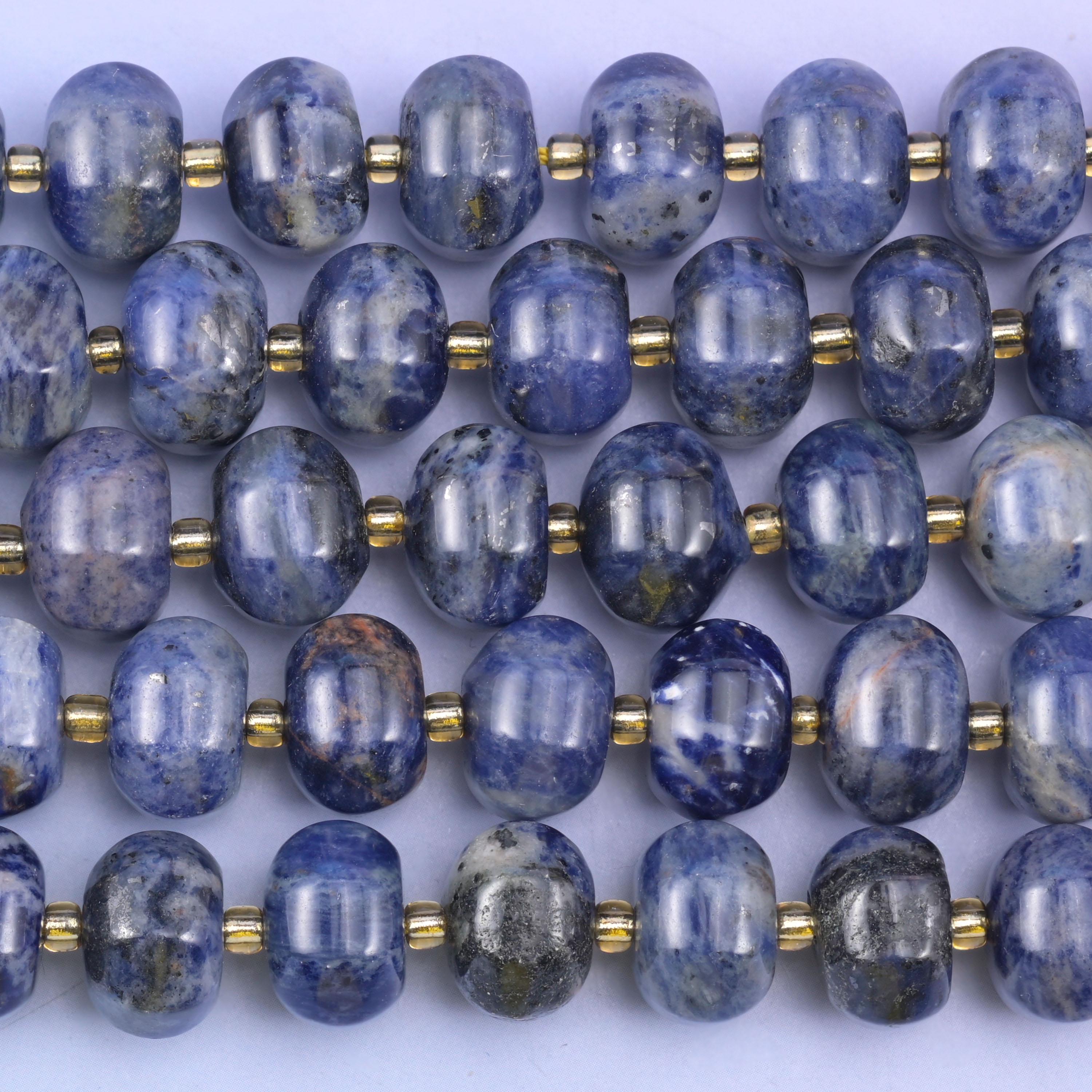 Sodalite Pumpkin Rondelle Beads Jewelry Making Size 12x8mm 15" Strand