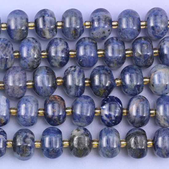 Sodalite Pumpkin Rondelle Beads Jewelry Making Size 12x8mm 15" Strand