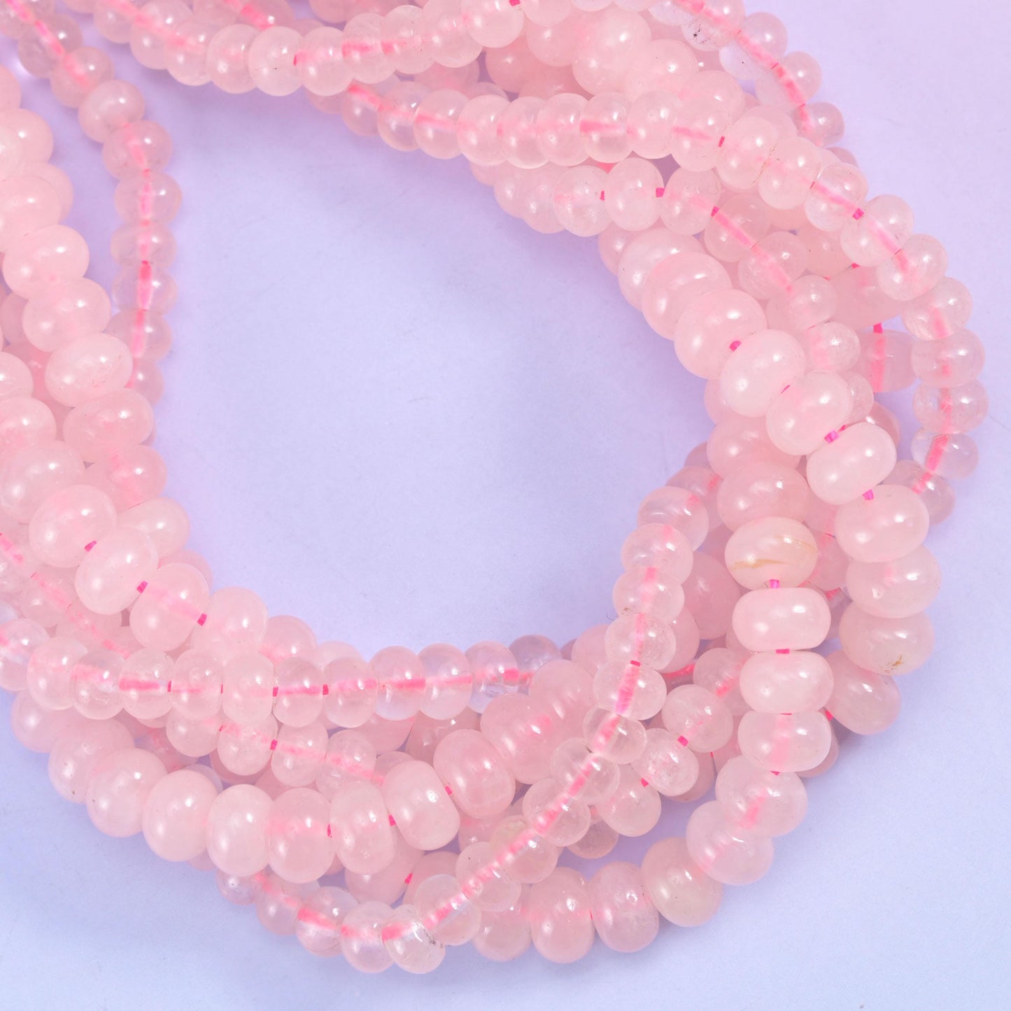 Rose Quartz Smooth Rondelle Beads Jewelry Making Size 4x6mm 5x8mm 15.5" Strand