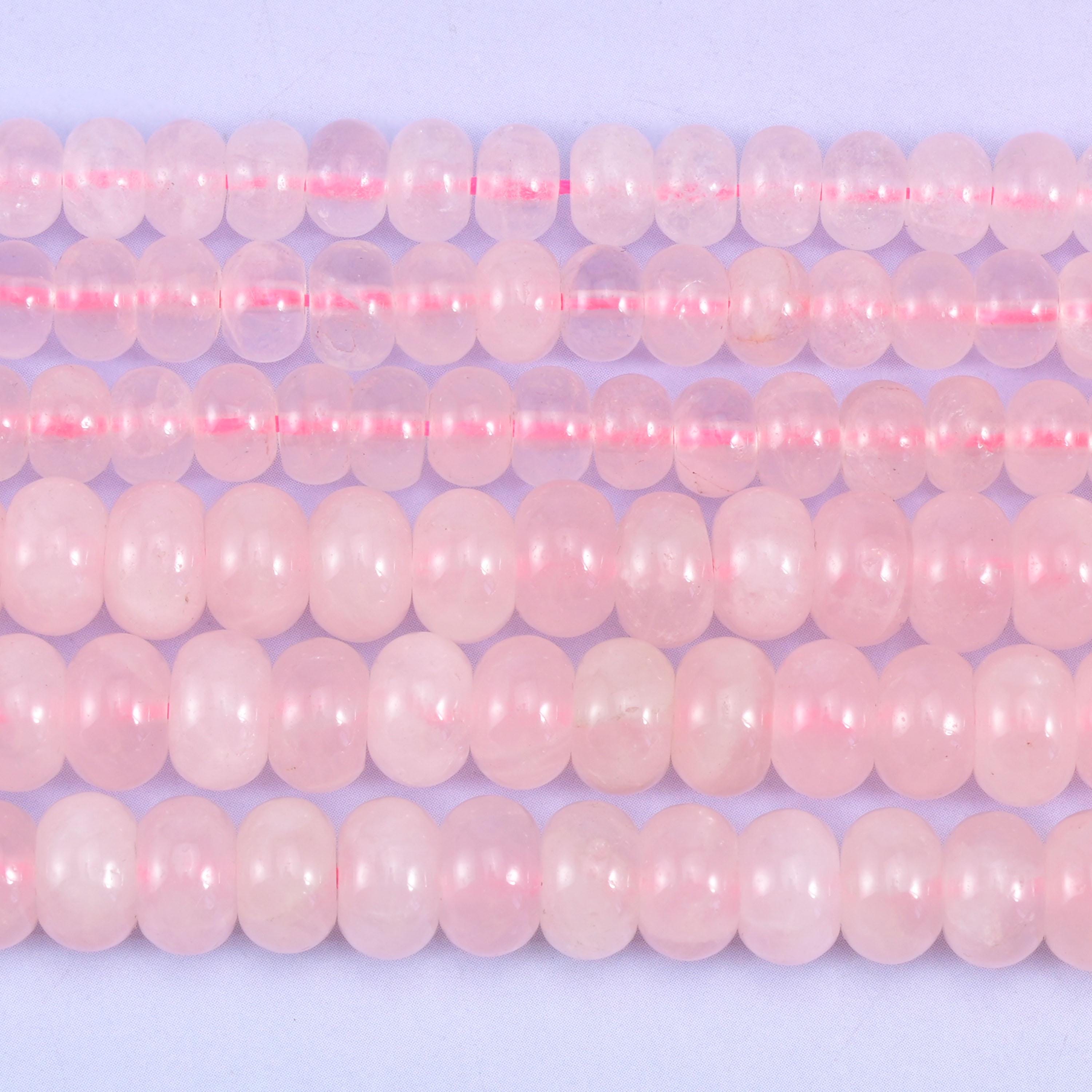 Rose Quartz Smooth Rondelle Beads Jewelry Making Size 4x6mm 5x8mm 15.5" Strand