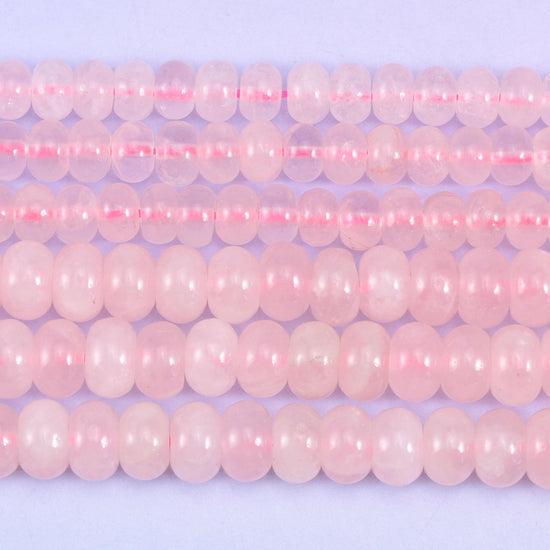 Rose Quartz Smooth Rondelle Beads Jewelry Making Size 4x6mm 5x8mm 15.5" Strand