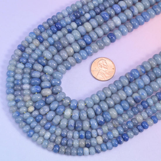 Blue Aventurine Smooth Rondelle Beads Jewelry Making Size 4x6mm 5x8mm 15.5" Strand
