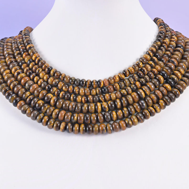 Tiger Eye Smooth Rondelle Beads Jewelry Making Size 4x6mm 5x8mm 15.5" Strand