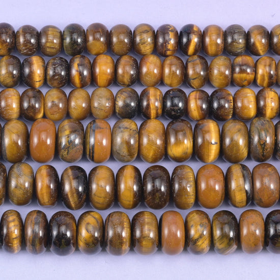 Tiger Eye Smooth Rondelle Beads Jewelry Making Size 4x6mm 5x8mm 15.5" Strand