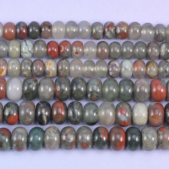 African Bloodstone Smooth Rondelle Beads Jewelry Making Size 4x6mm 5x8mm 15.5" Strand