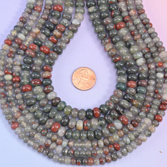 African Bloodstone Smooth Rondelle Beads Jewelry Making Size 4x6mm 5x8mm 15.5" Strand