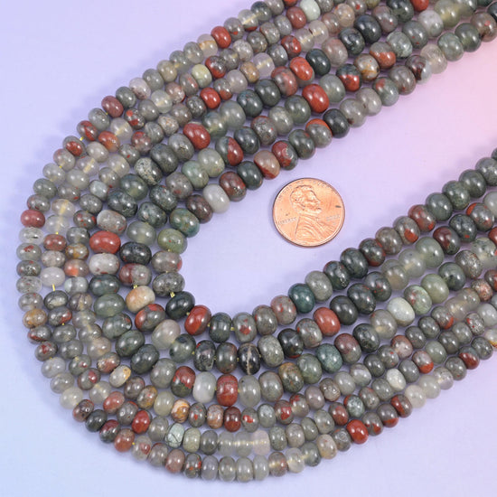 African Bloodstone Smooth Rondelle Beads Jewelry Making Size 4x6mm 5x8mm 15.5" Strand