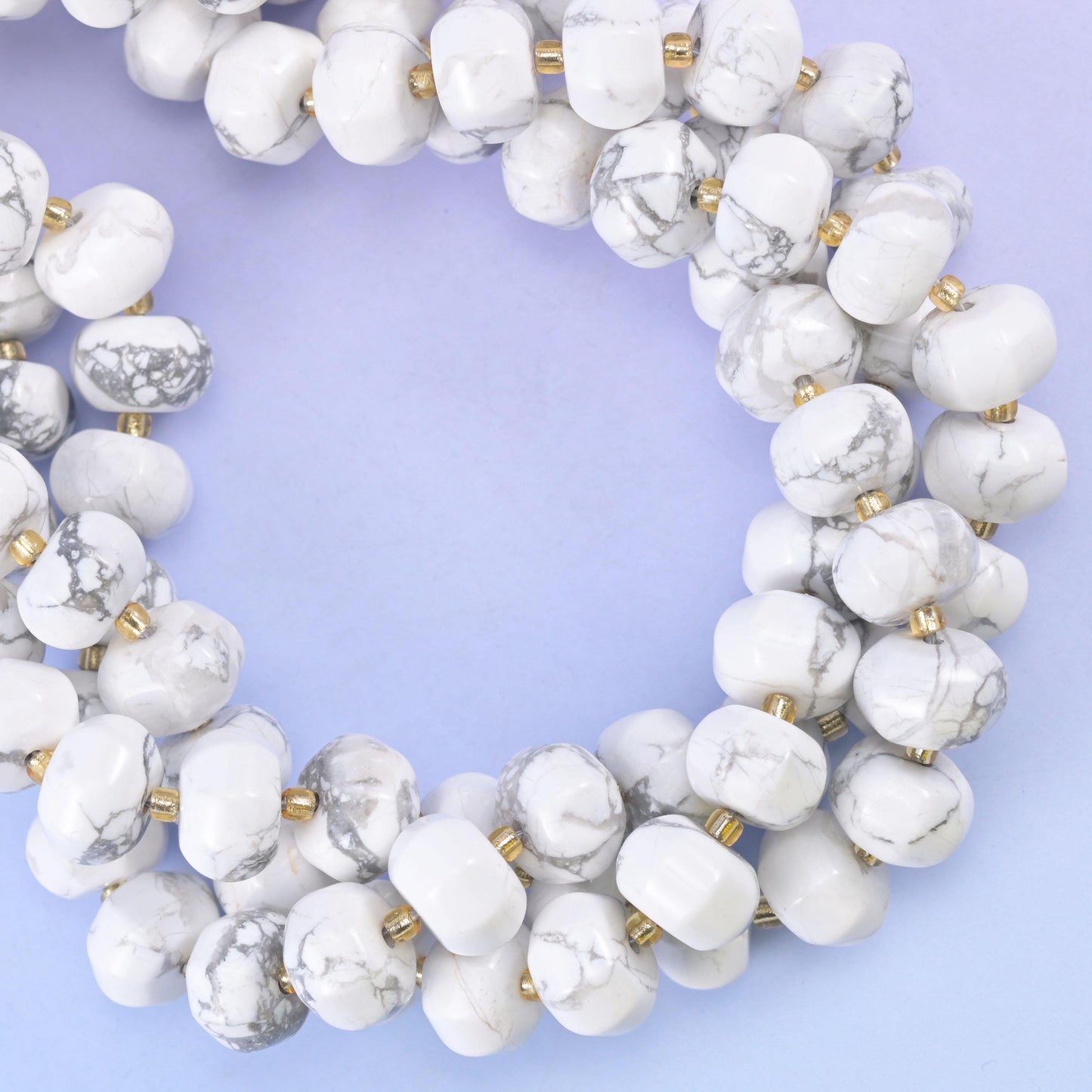 White Howlite Pumpkin Rondelle Beads Jewelry Making Size 12x8mm 15" Strand