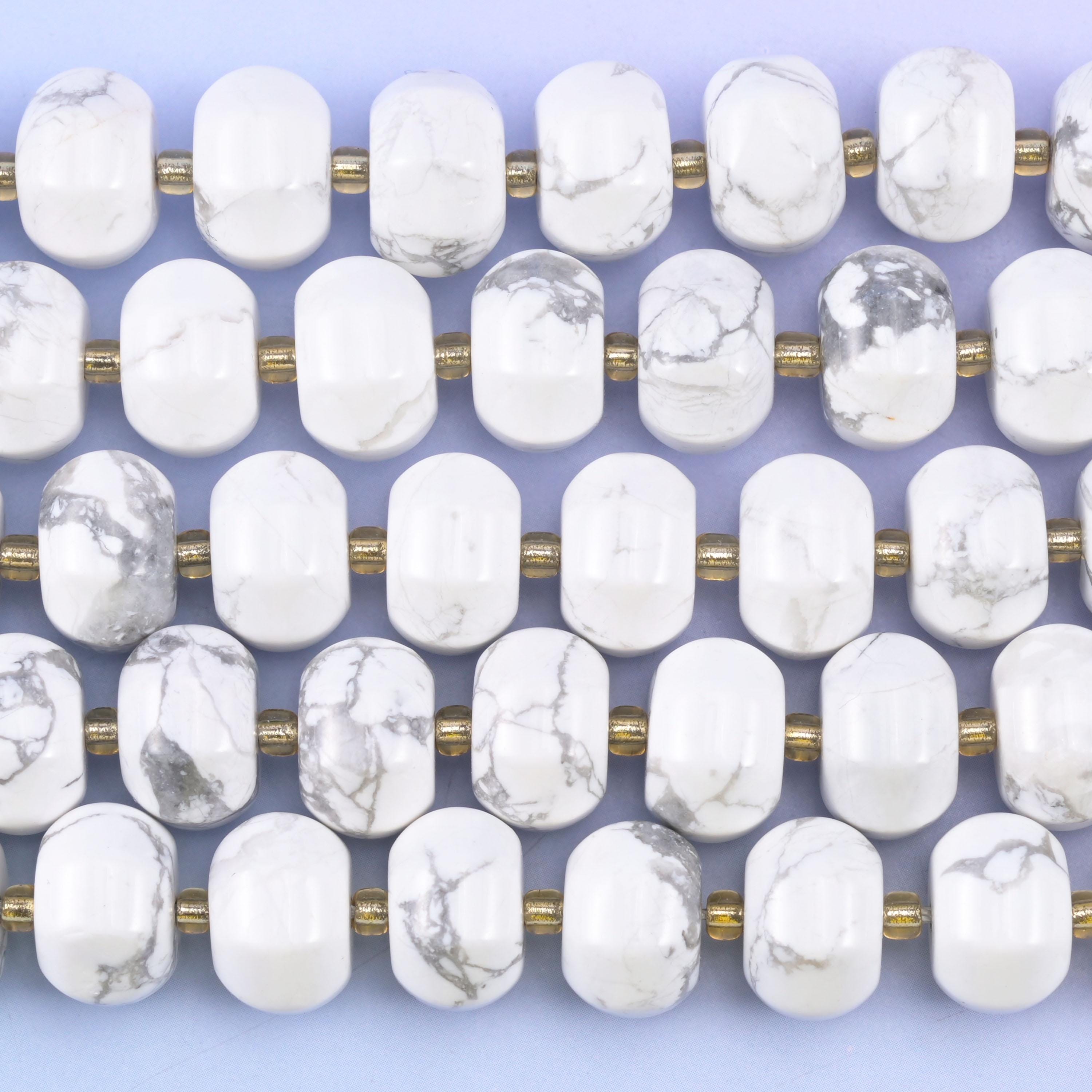 White Howlite Pumpkin Rondelle Beads Jewelry Making Size 12x8mm 15" Strand