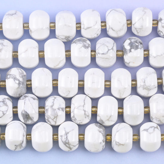 White Howlite Pumpkin Rondelle Beads Jewelry Making Size 12x8mm 15" Strand