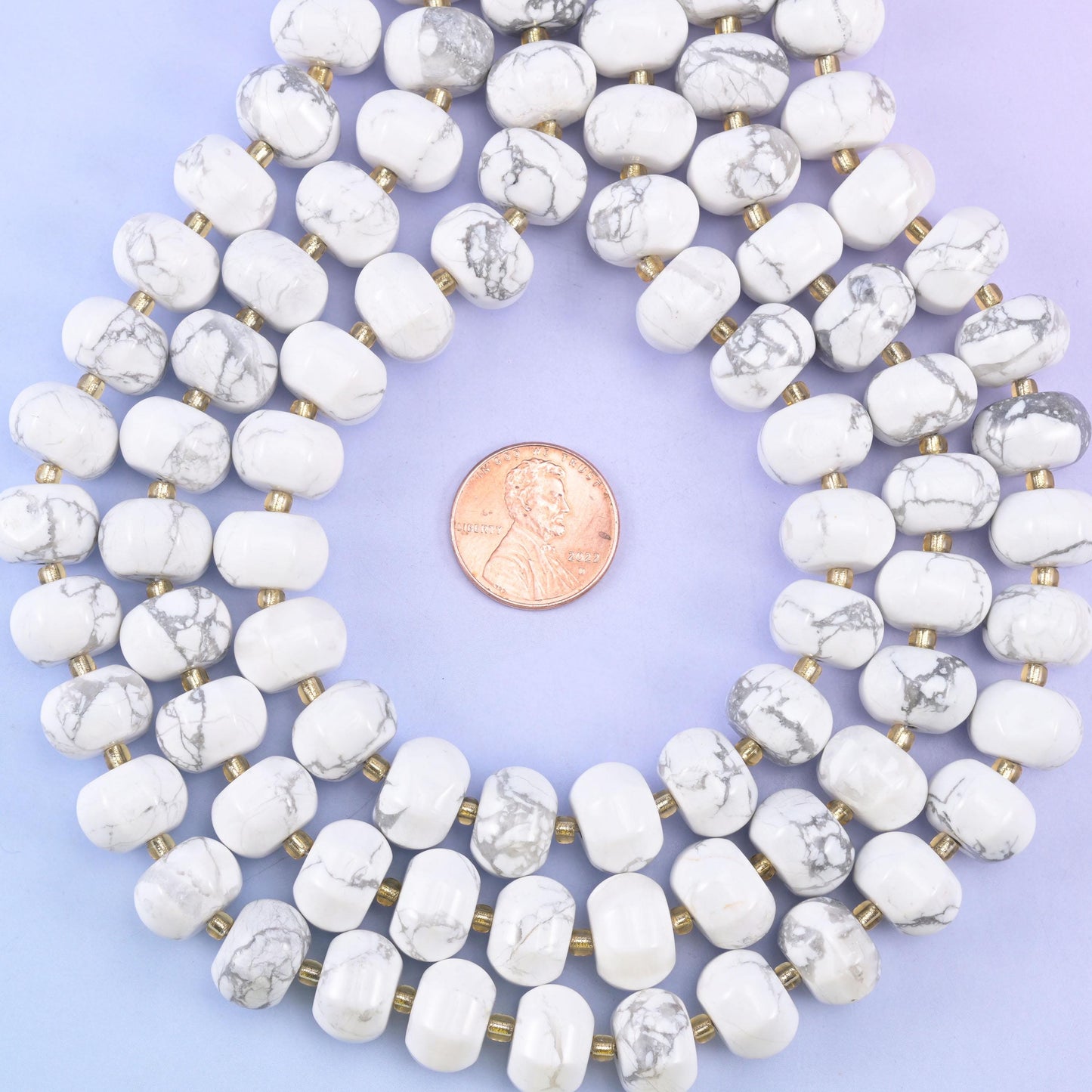 White Howlite Pumpkin Rondelle Beads Jewelry Making Size 12x8mm 15" Strand