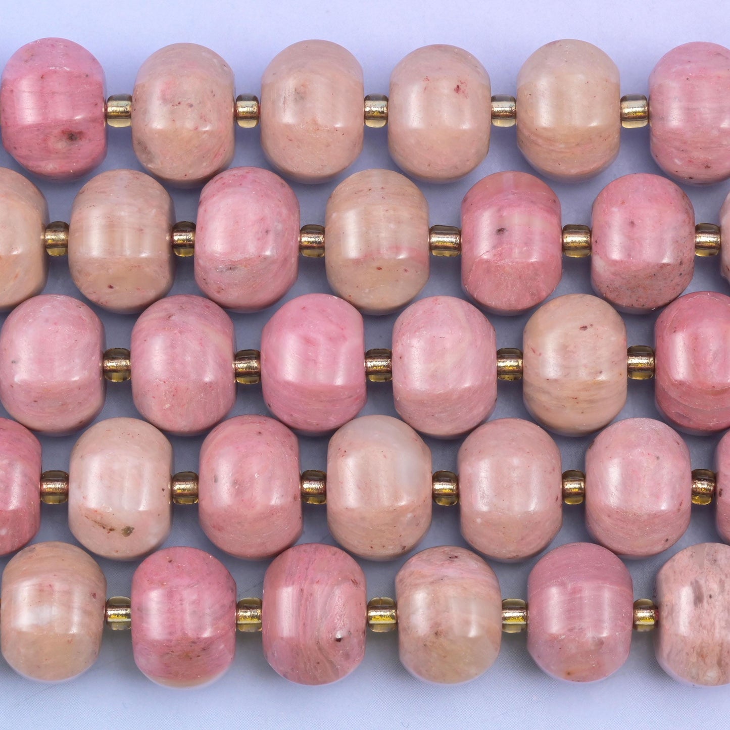 Pink Rhodonite Pumpkin Rondelle Beads Jewelry Making Size 12x8mm 15" Strand