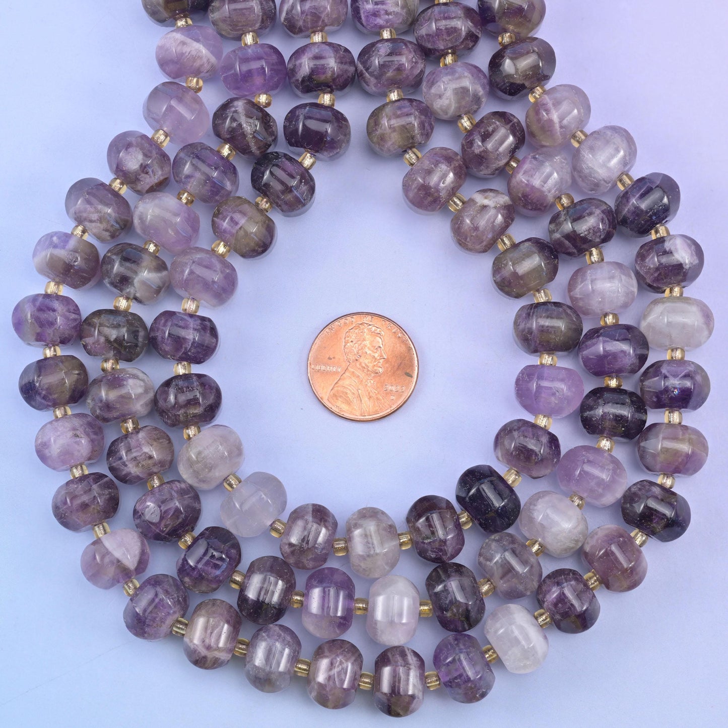 Amethyst Pumpkin Rondelle Beads Jewelry Making Size 12x8mm 15" Strand