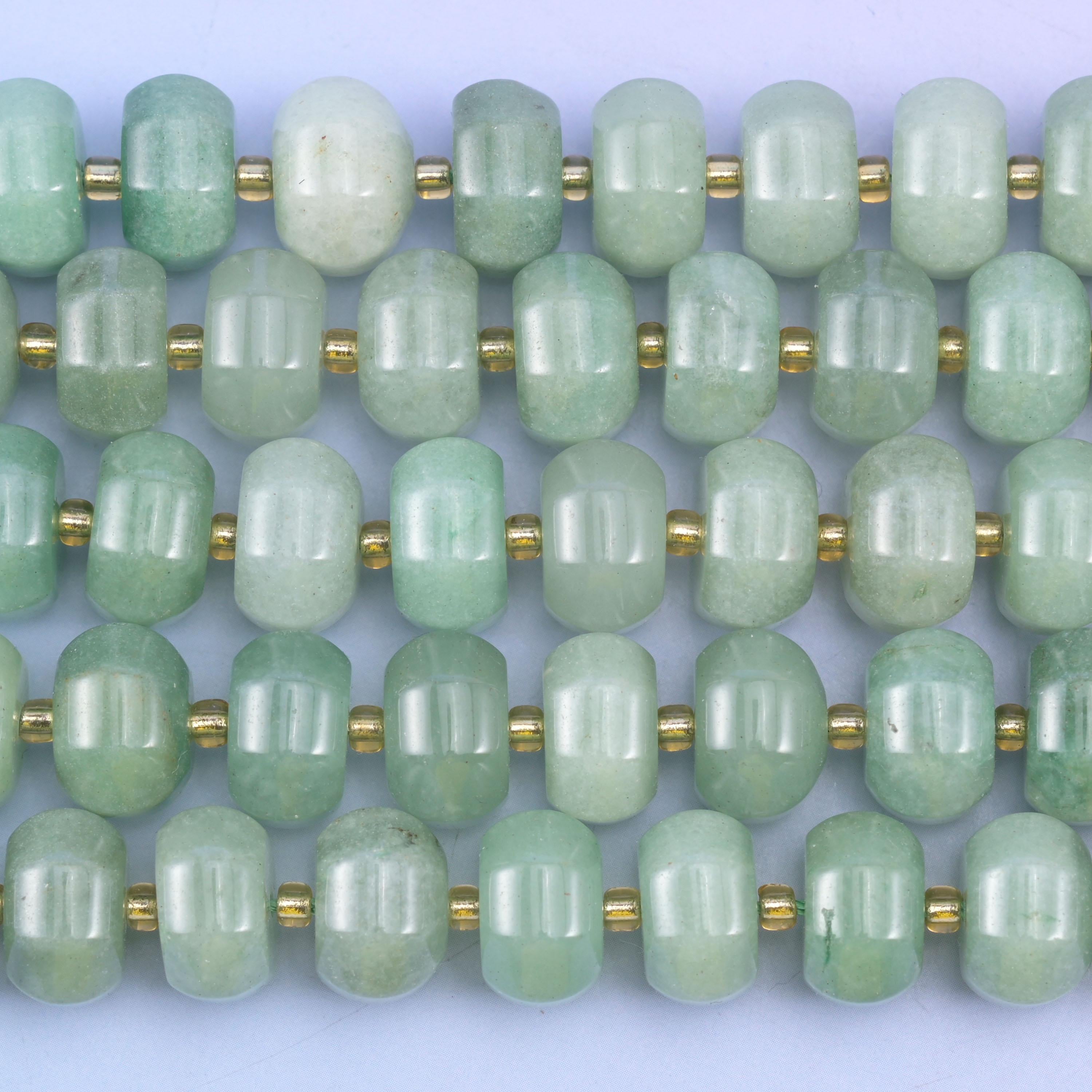 Green Aventurine Pumpkin Rondelle Beads Jewelry Making Size 12x8mm 15" Strand