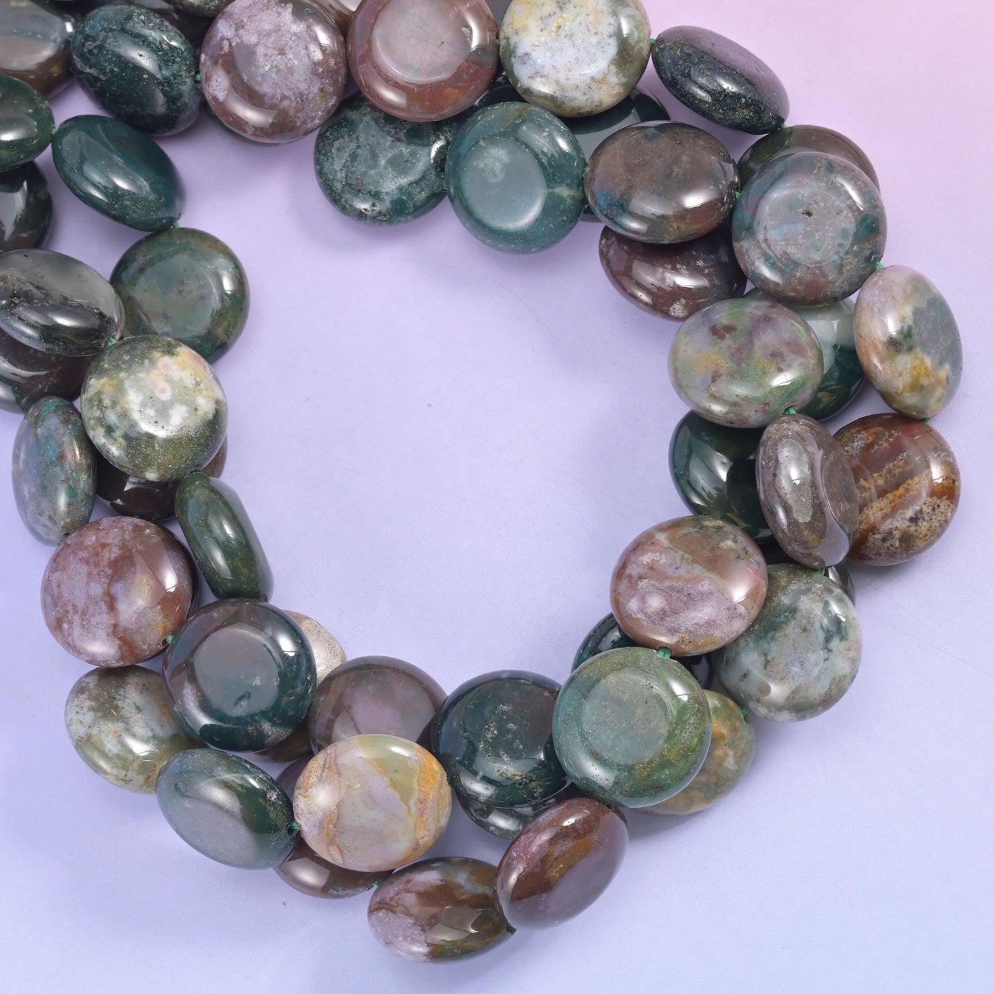 Indian Agate Smooth Coin Beads Size 15mm Jewelry Making 15 Inch Strand