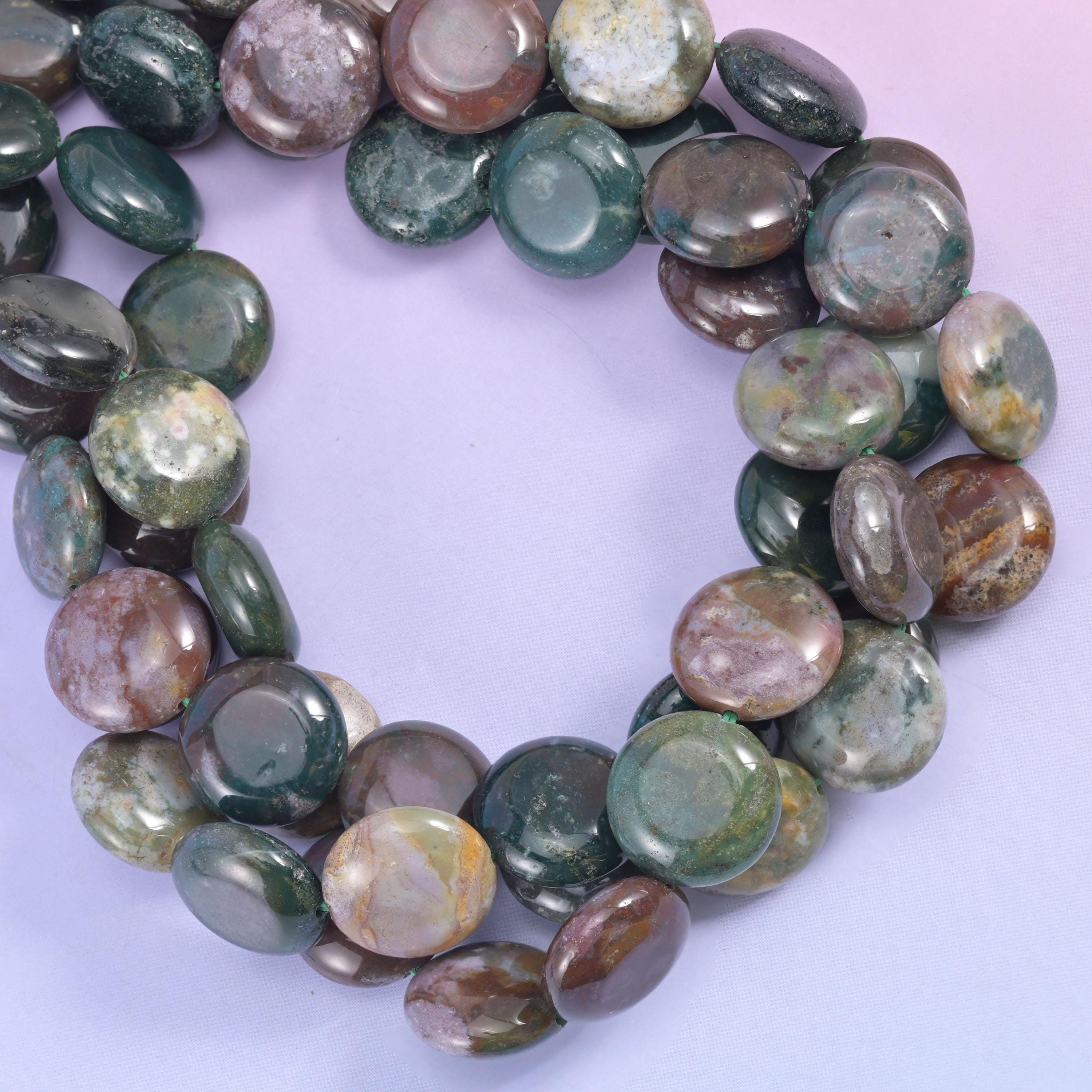 Indian Agate Smooth Coin Beads Size 15mm Jewelry Making 15 Inch Strand
