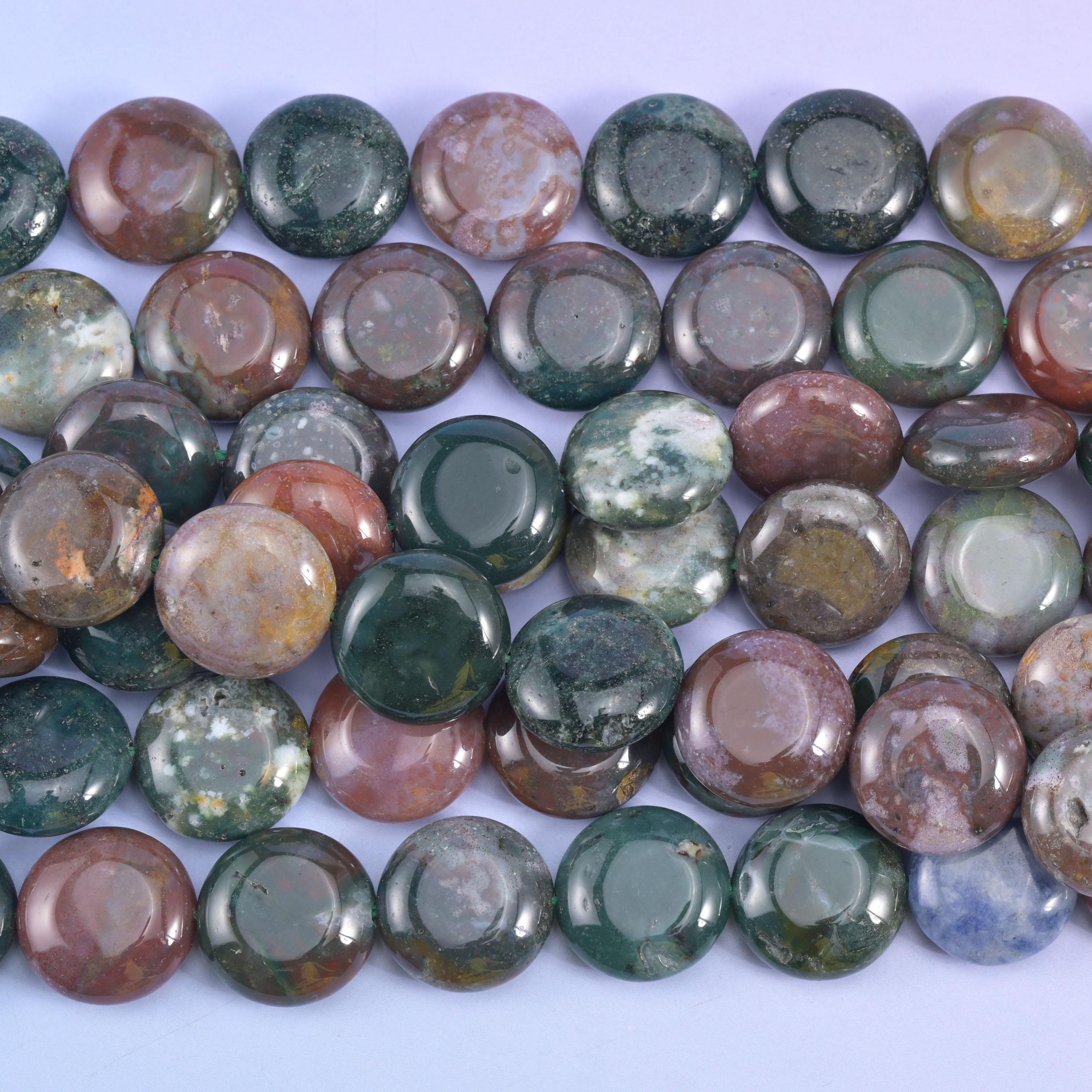 Indian Agate Smooth Coin Beads Size 15mm Jewelry Making 15 Inch Strand