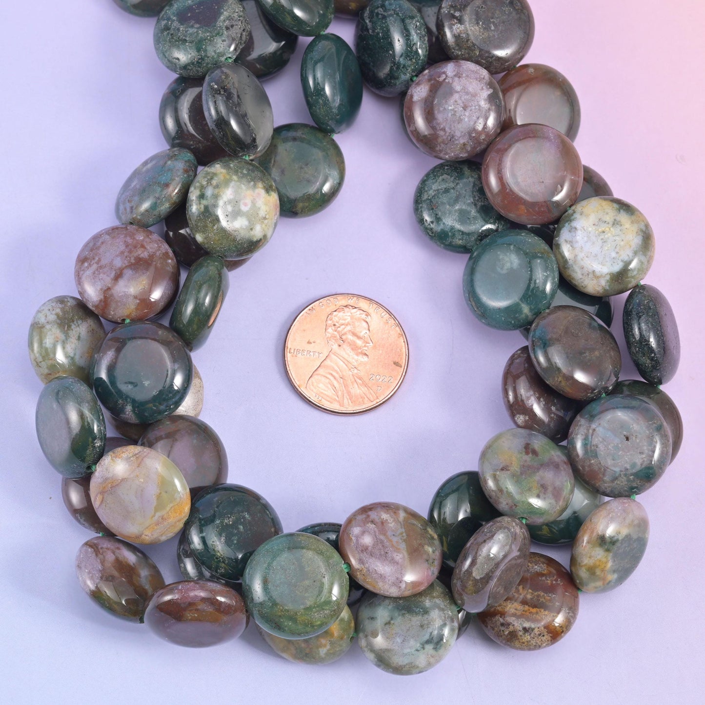 Indian Agate Smooth Coin Beads Size 15mm Jewelry Making 15 Inch Strand