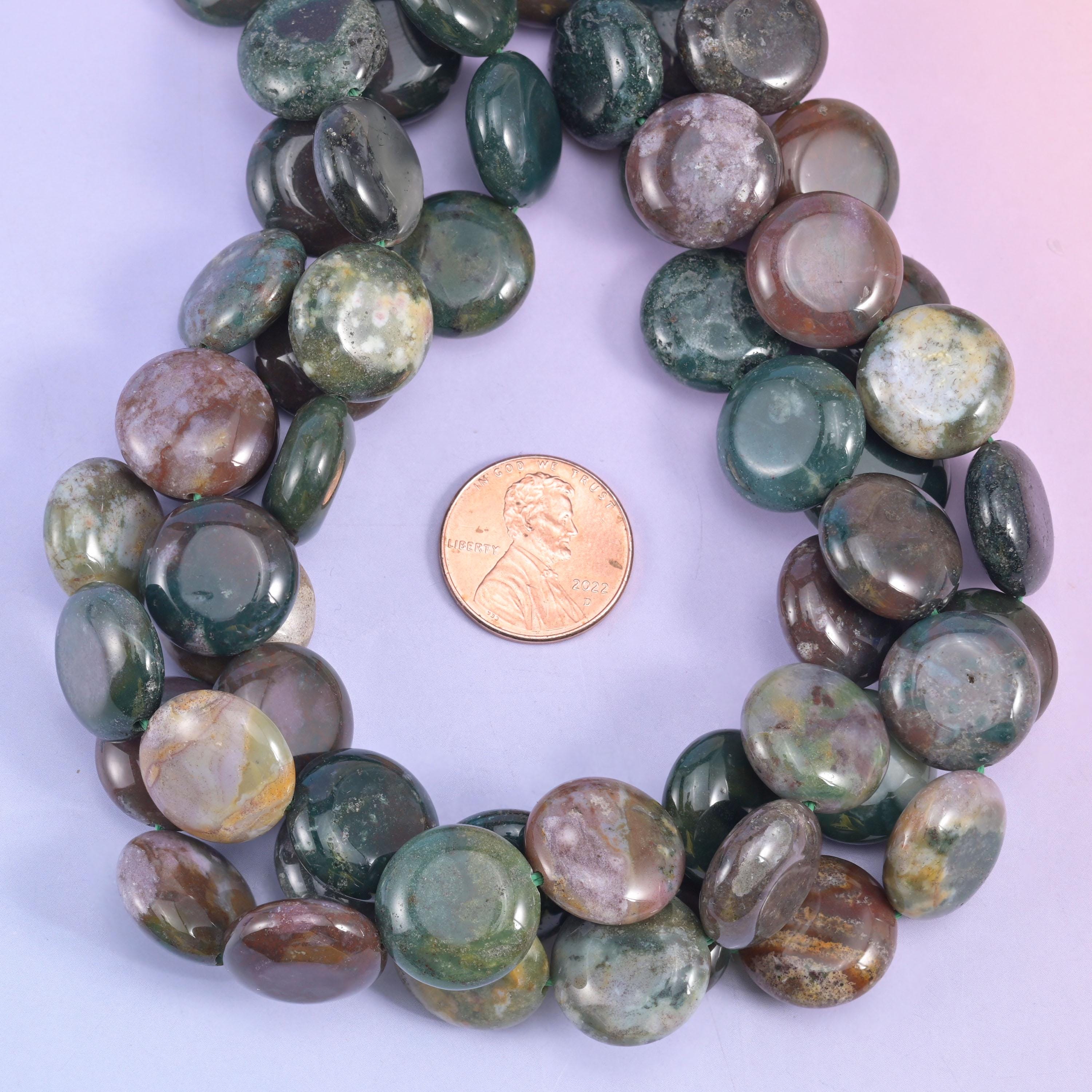 Indian Agate Smooth Coin Beads Size 15mm Jewelry Making 15 Inch Strand