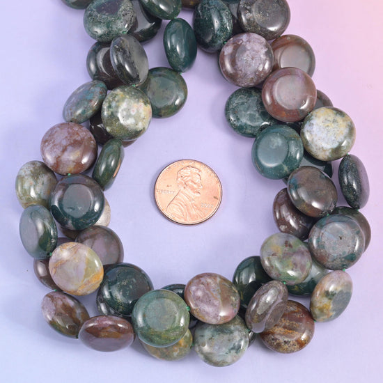 Indian Agate Smooth Coin Beads Size 15mm Jewelry Making 15 Inch Strand