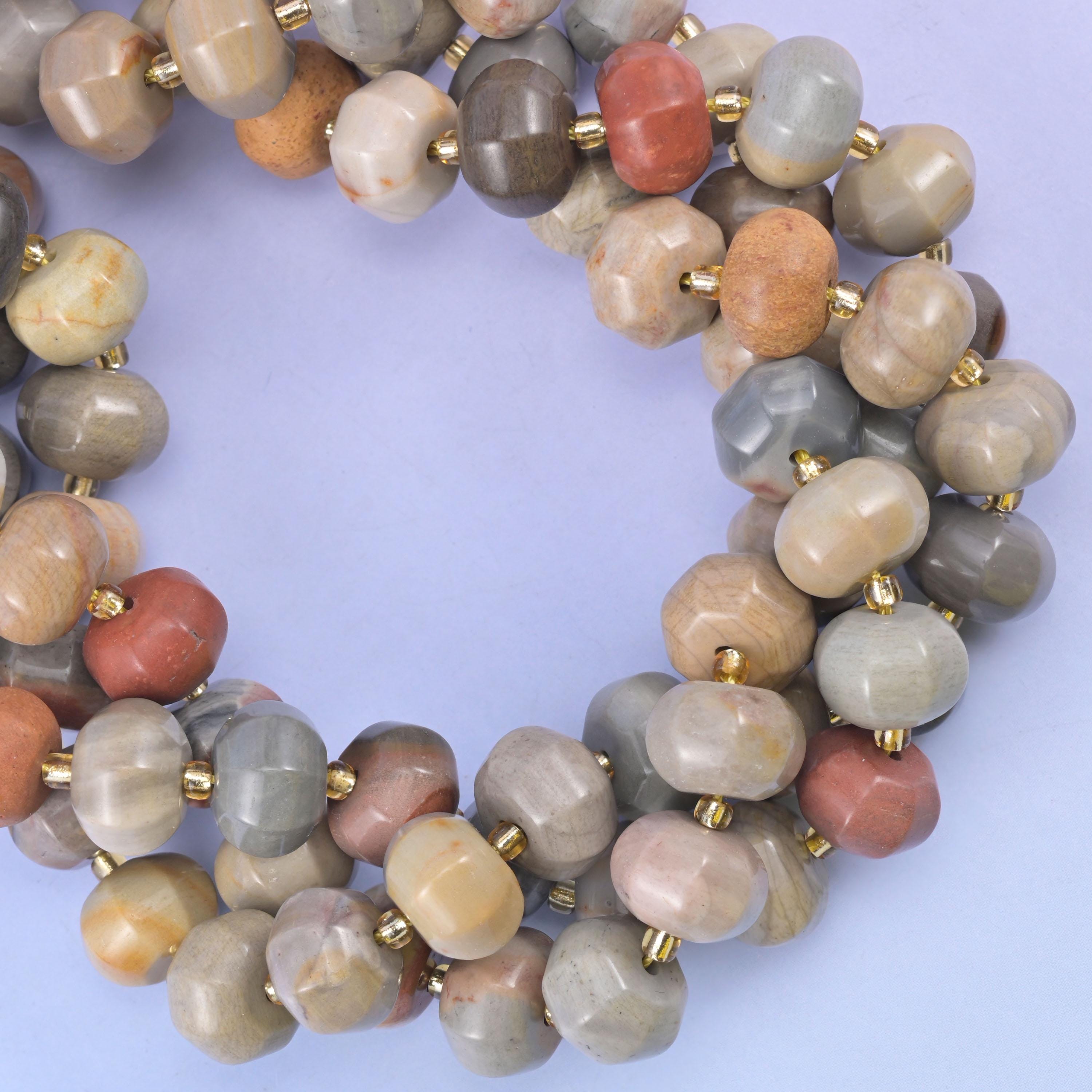 American Picture Jasper Pumpkin Rondelle Beads Jewelry Making Size 12x8mm 15" Strand