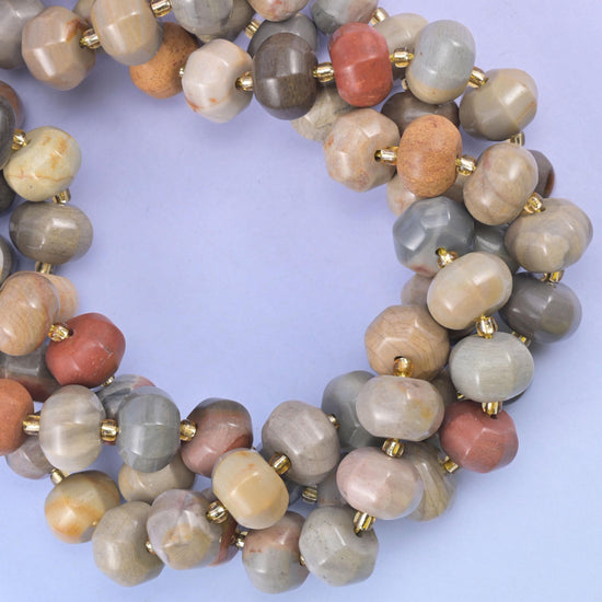 American Picture Jasper Pumpkin Rondelle Beads Jewelry Making Size 12x8mm 15" Strand