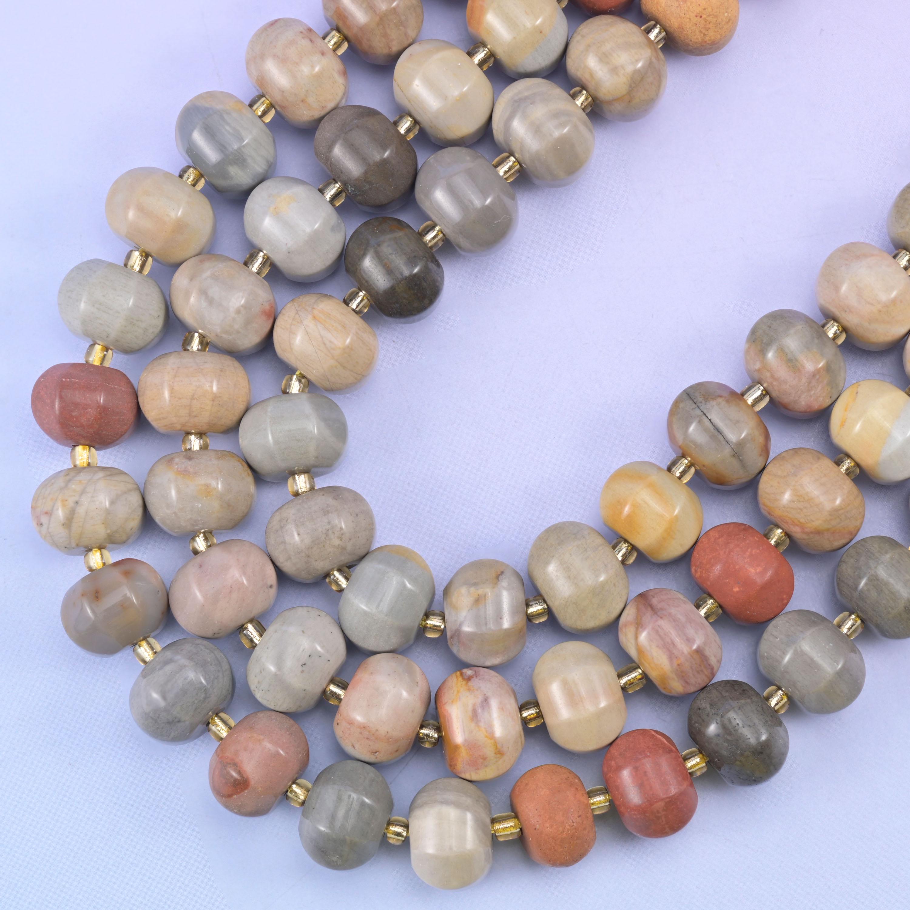 American Picture Jasper Pumpkin Rondelle Beads Jewelry Making Size 12x8mm 15" Strand