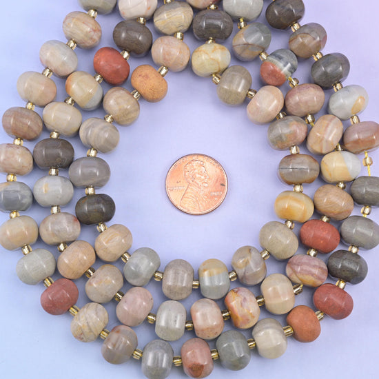 American Picture Jasper Pumpkin Rondelle Beads Jewelry Making Size 12x8mm 15" Strand