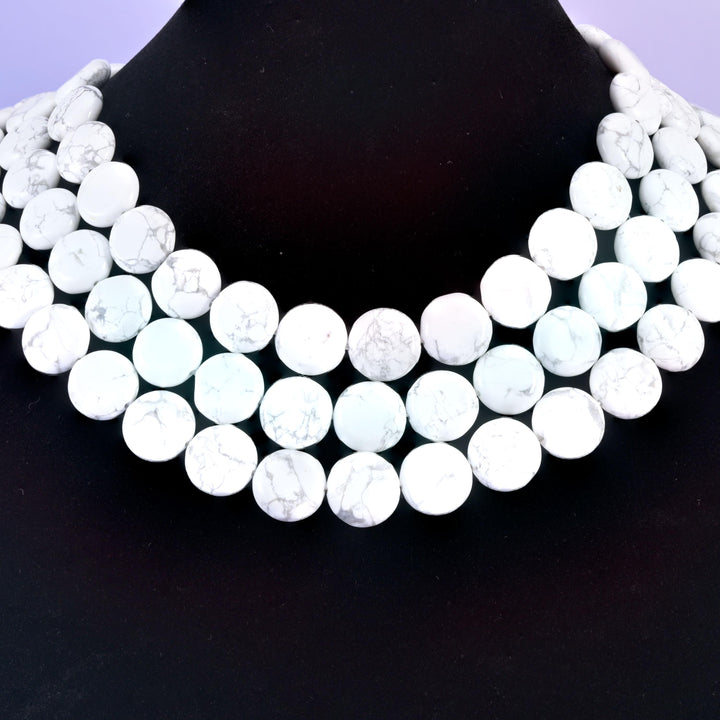 White Howlite Smooth Coin Beads Size 15mm Jewelry Making 15 Inch Strand