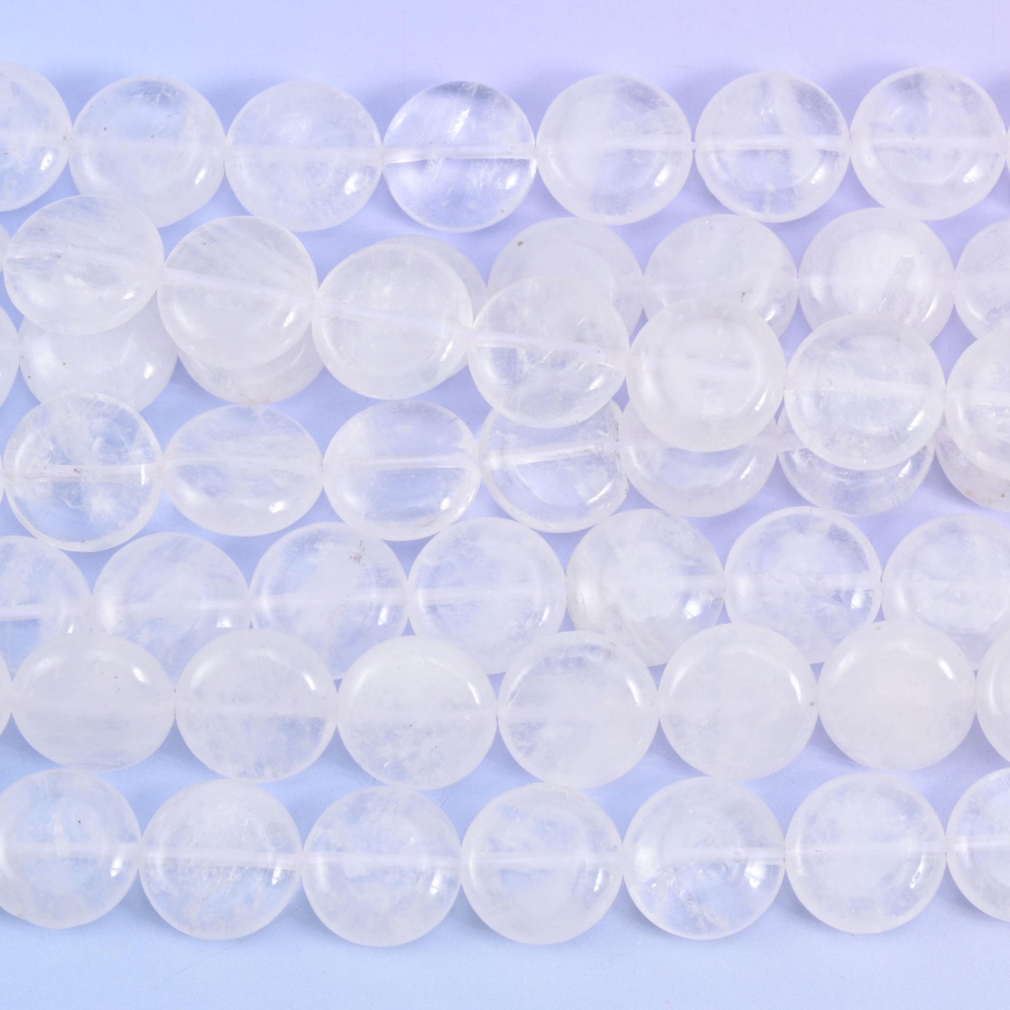 Clear Quartz Smooth Coin Beads Size 15mm Jewelry Making 15 Inch Strand