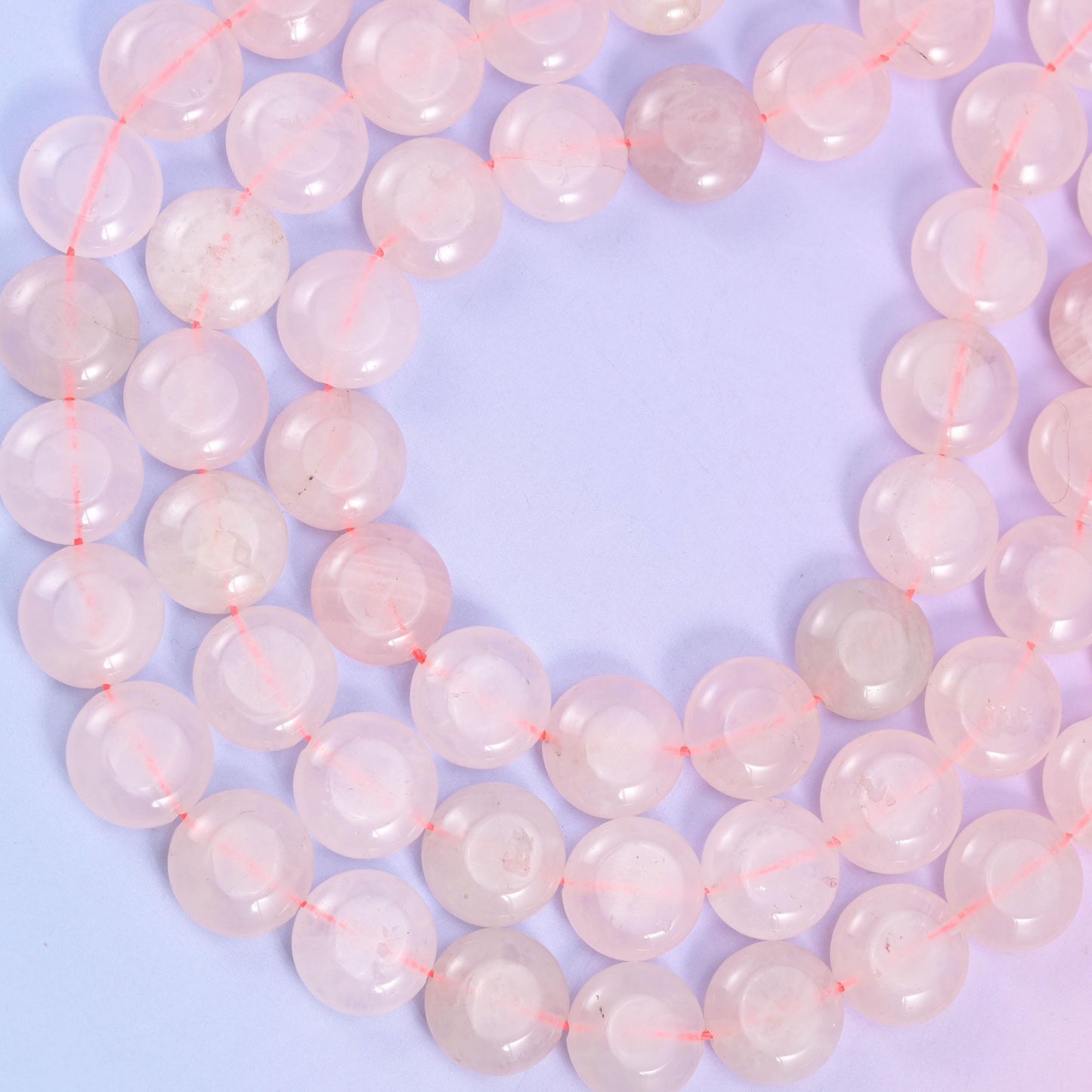 Rose Quartz Smooth Coin Beads Size 15mm Jewelry Making 15 Inch Strand