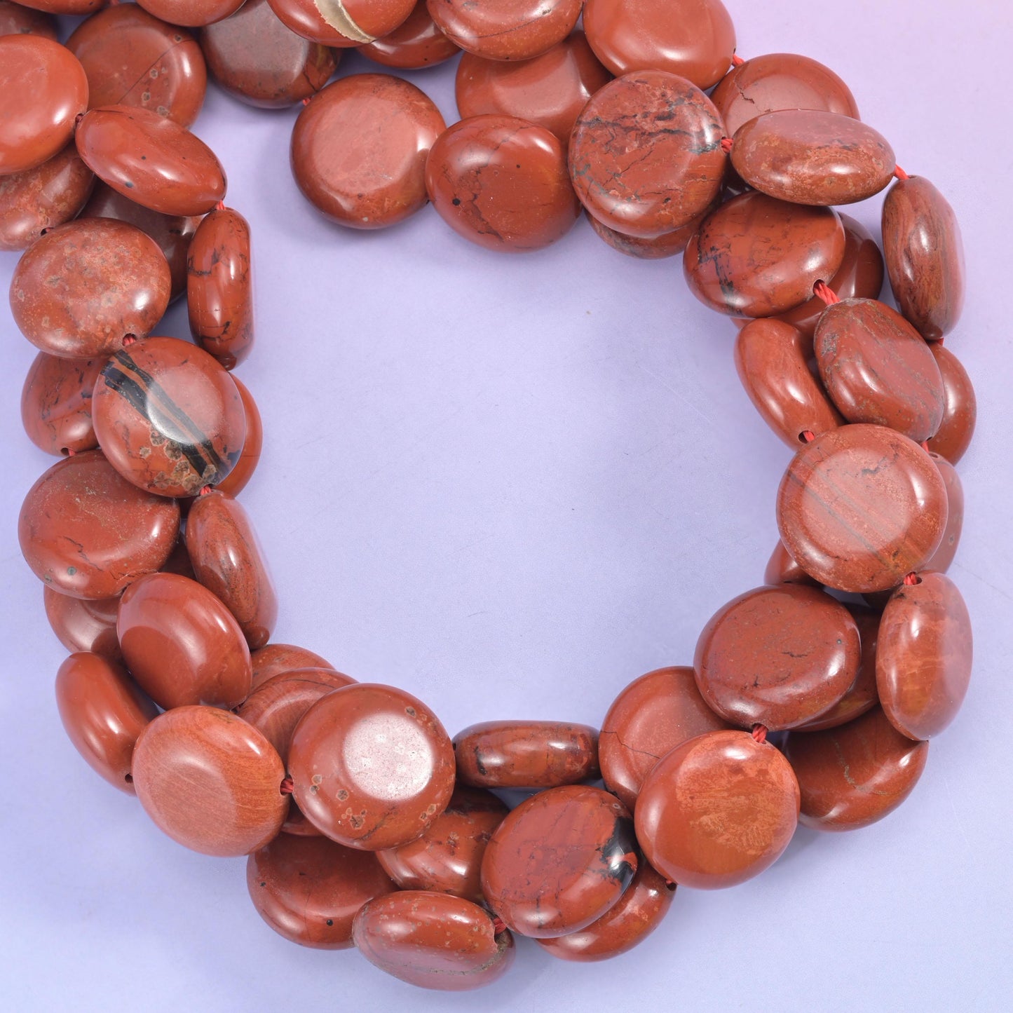 Red Jasper Smooth Coin Beads Size 15mm Jewelry Making 15 Inch Strand