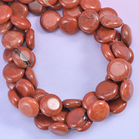 Red Jasper Smooth Coin Beads Size 15mm Jewelry Making 15 Inch Strand